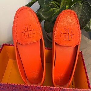 Tory Burch Vibrant Red Orange Loafers